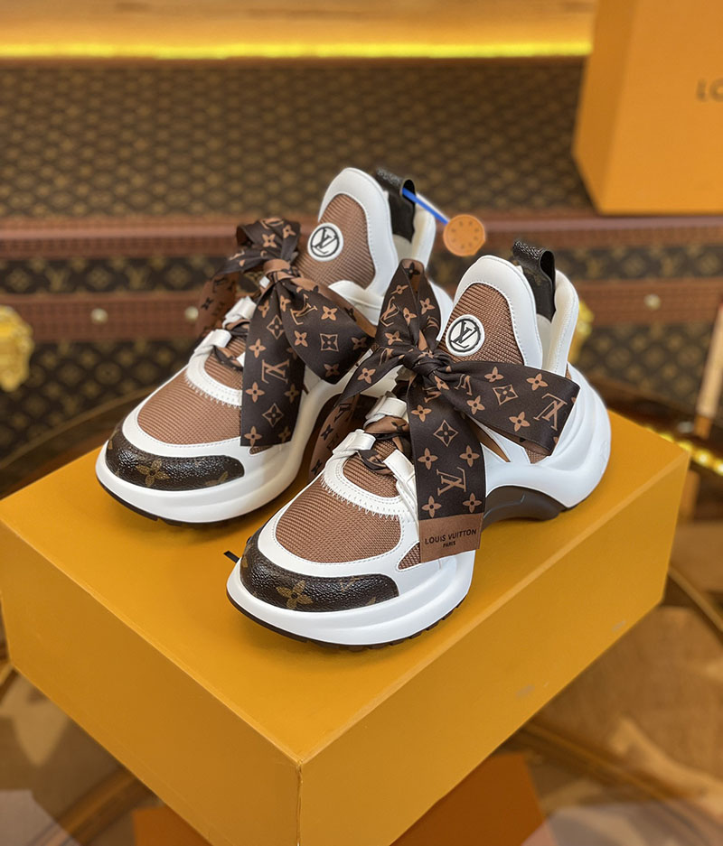 ルイヴィトン 靴 LV アークライト スニーカー レディース lv303336 ホワイト/ブラウン N品 歩きやすいスニーカー レディース 旅行 - 画像 (3)