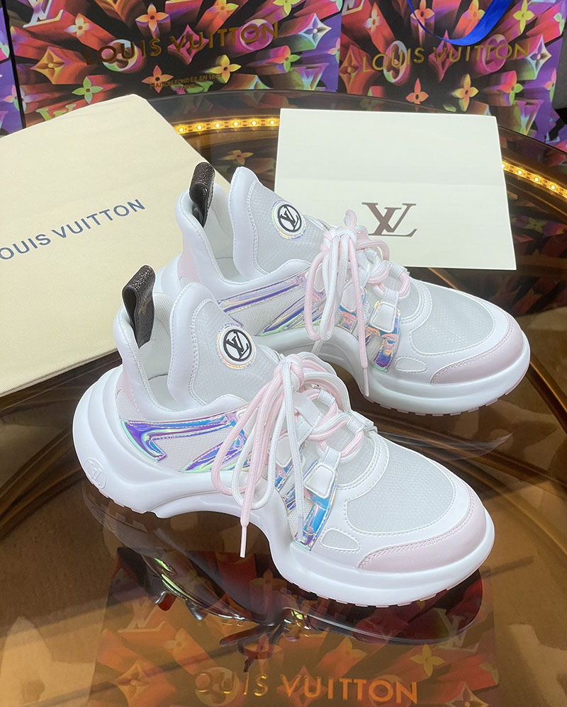ルイヴィトン 靴 LV アークライト スニーカー レディース lv303343 ホワイト/ピンク N品 スニーカー レディース 厚底 人気 - 画像 (7)