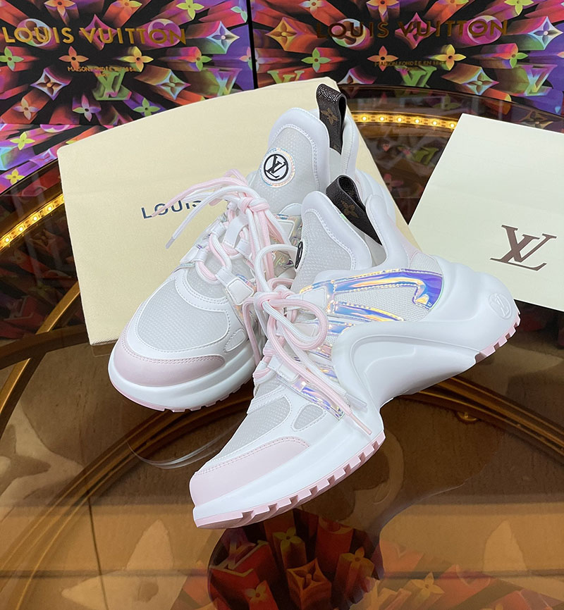 ルイヴィトン 靴 LV アークライト スニーカー レディース lv303343 ホワイト/ピンク N品 スニーカー レディース 厚底 人気 - 画像 (2)