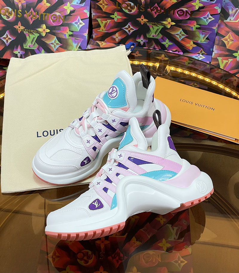 ルイヴィトン 靴 LV アークライト スニーカー レディース lv303347 ホワイト/ピンク N品 スニーカー レディース 厚底 白 - 画像 (2)