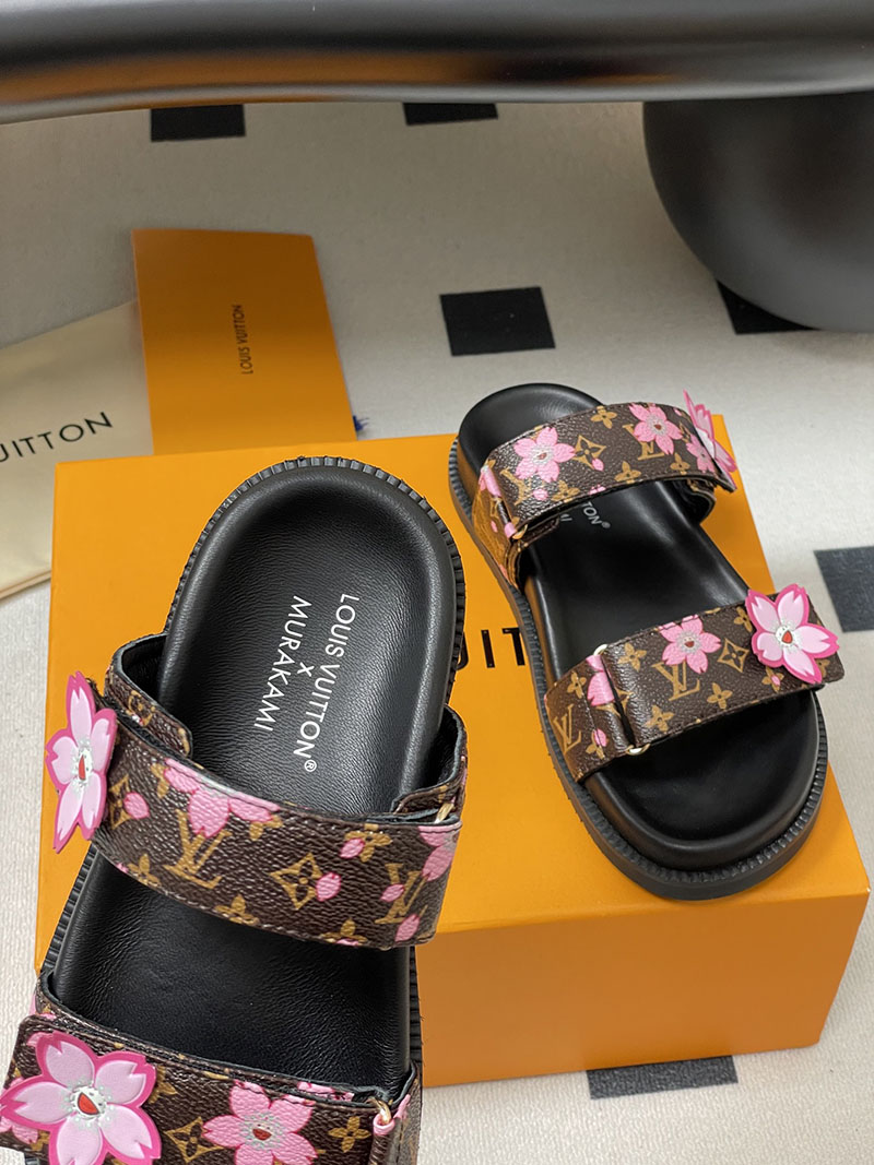 ルイヴィトン 靴 LV × TM サンダル レディース ルイ・ヴィトン × 村上隆の第2弾 lv303357 ブラック/ブラウン N品 ヴィトン サンダル レディース - 画像 (4)