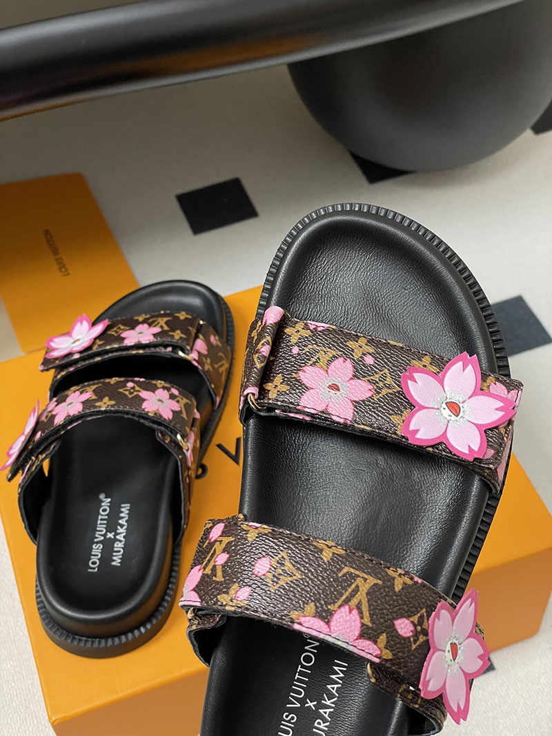 ルイヴィトン 靴 LV × TM サンダル レディース ルイ・ヴィトン × 村上隆の第2弾 lv303357 ブラック/ブラウン N品 ヴィトン サンダル レディース - 画像 (2)
