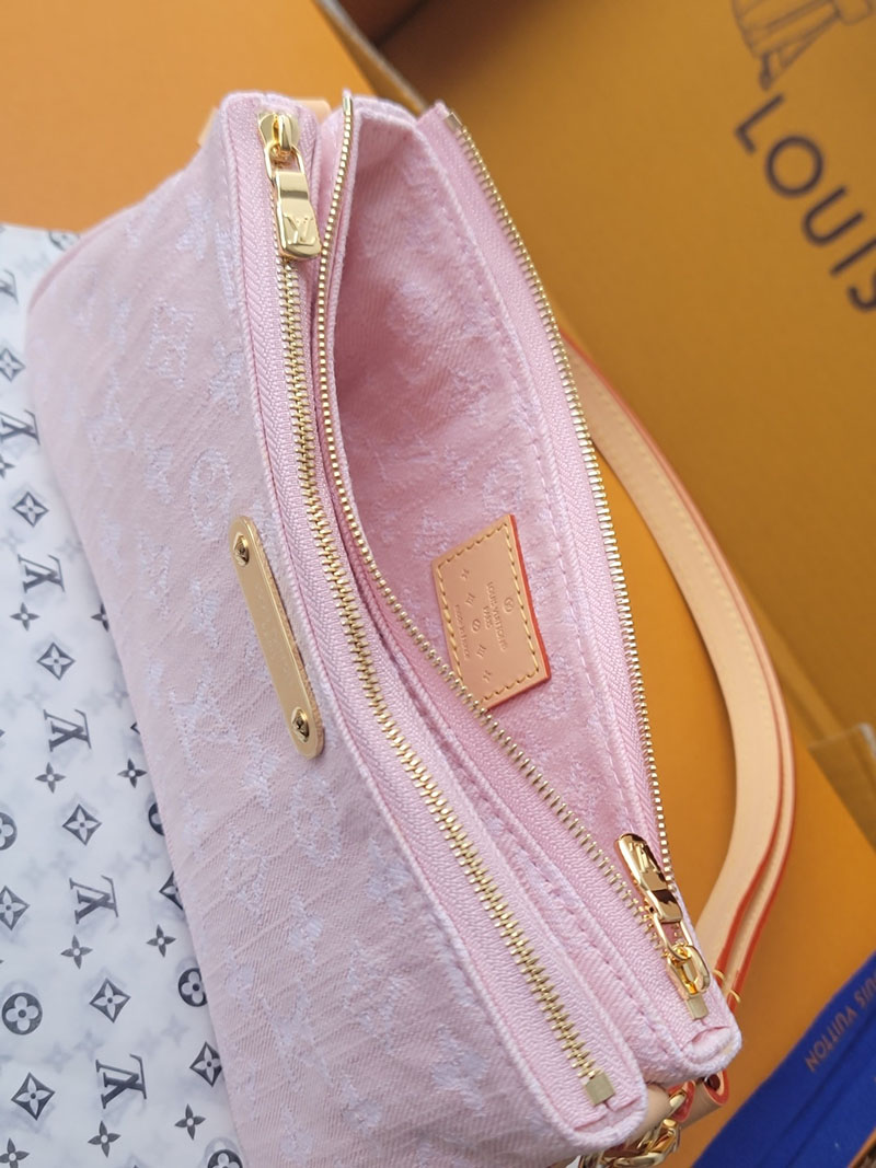 LOUIS VUITTON M14159 ポシェット・リヴ 2025新作 ウォッシュドピンク 超N品 ルイヴィトン デニム バッグ ピンク - 画像 (2)