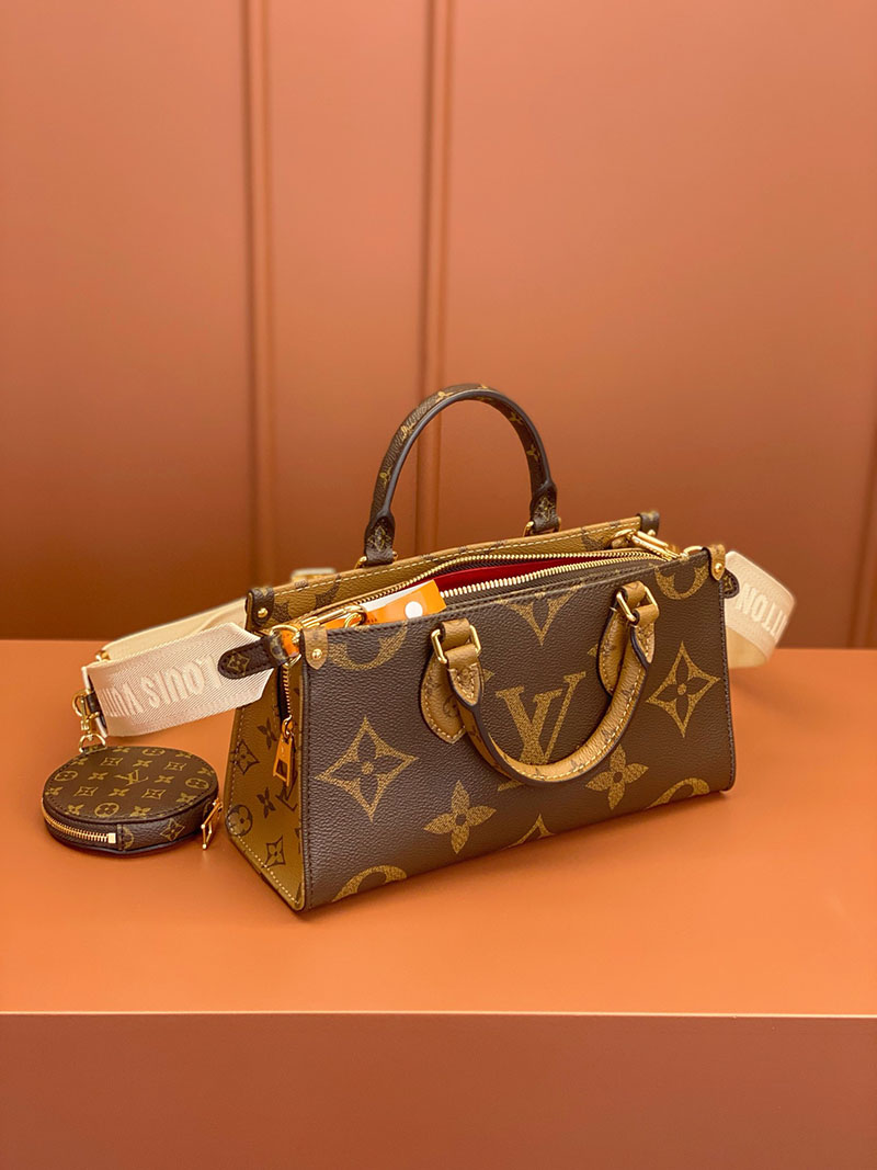 逸品 ルイヴィトン M46653 ハンドバッグ モノグラム オンザゴー EW ブラウン LOUIS VUITTON - 画像 (7)