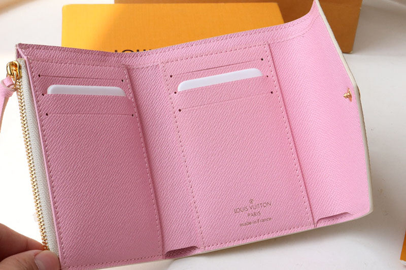 LOUIS VUITTON 三つ折り財布 ダミエ ポルトフォイユ・ヴィクトリーヌ ホワイト N40638 ピーチ ピンク 超N品 - 画像 (6)