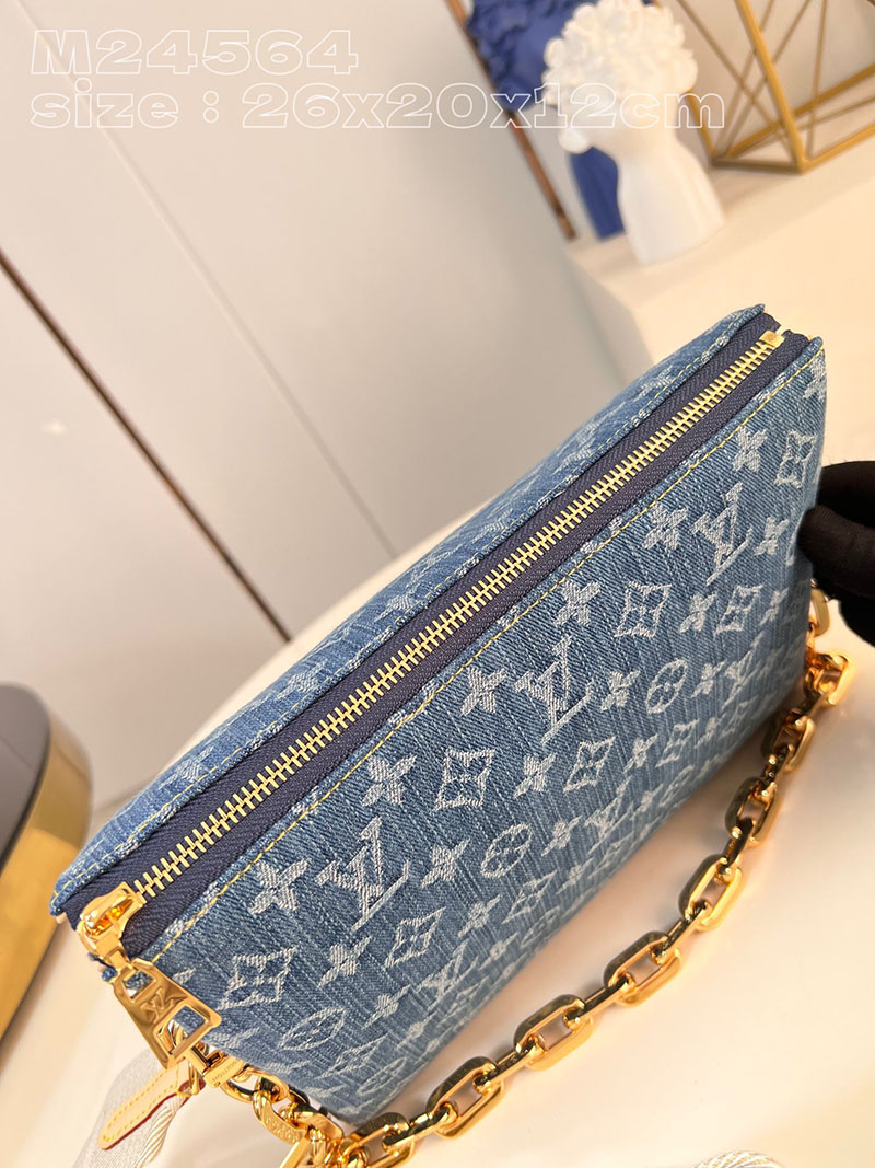 ルイヴィトン並行輸入品 LOUIS VUITTON クッサンPM ブルーデニム モノグラムデニム M24564 ルイヴィトン デニム ショルダーバッグ - 画像 (5)
