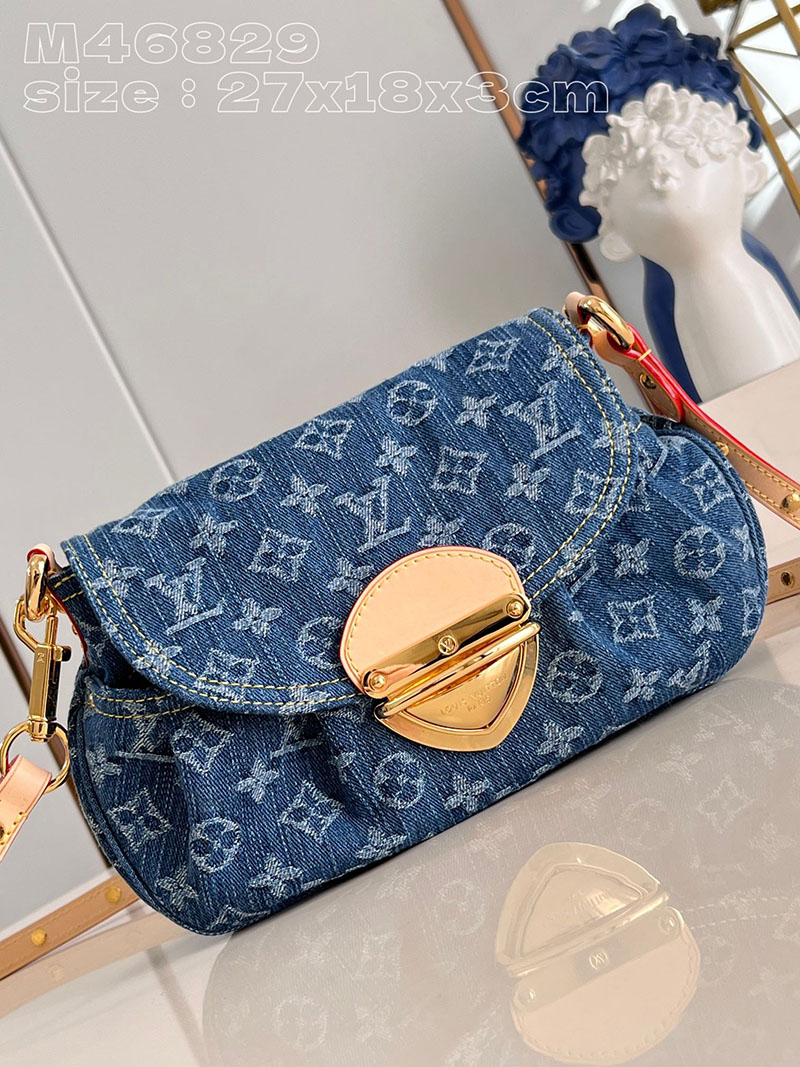 ルイヴィトン並行輸入品 LOUIS VUITTON サンセット ブルーデニム モノグラムデニム M46829 ルイヴィトン モノグラム デニム バッグ - 画像 (9)