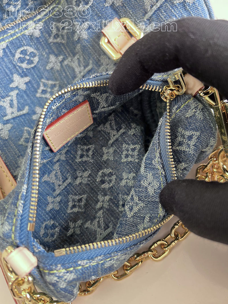 ルイヴィトン並行輸入品 LOUIS VUITTON LV リミックス パピヨンMM ブルーデニム モノグラムデニム M46830 ルイヴィトン パピヨン 人気 - 画像 (2)