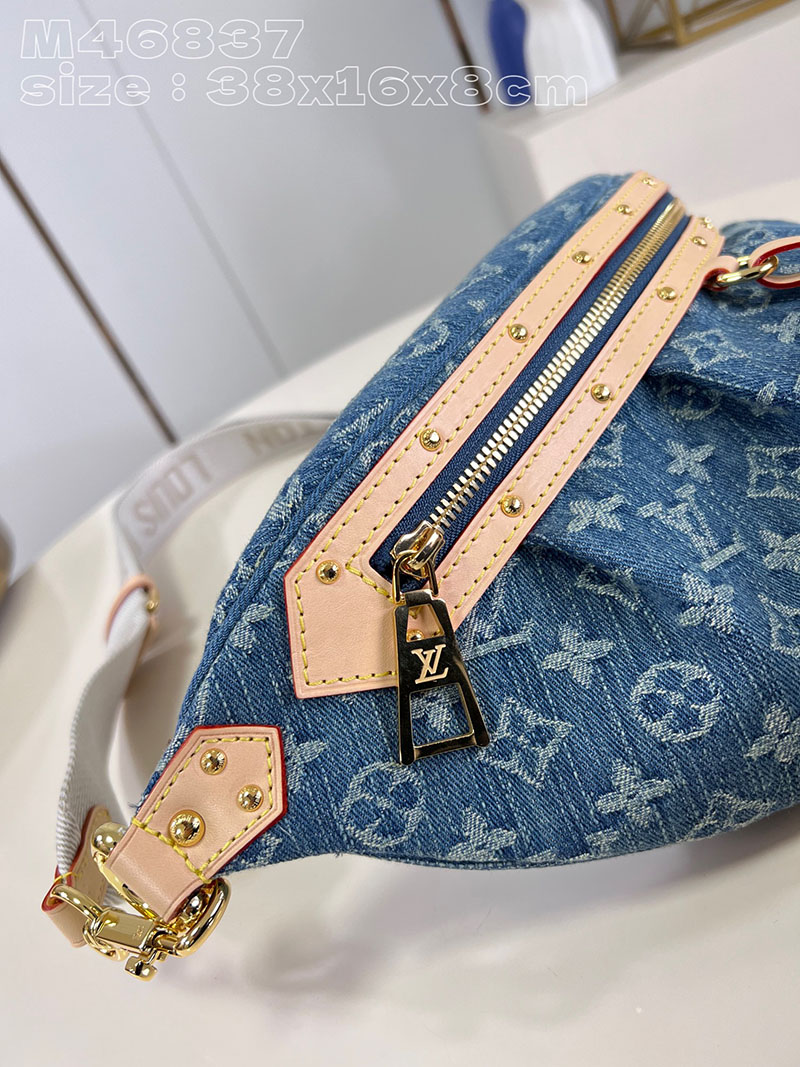 ルイヴィトン並行輸入品 LOUIS VUITTON ハイライズ LVリミックス ブルーデニム モノグラムデニム M46837 ルイ ヴィトン バムバッグ デニム - 画像 (8)