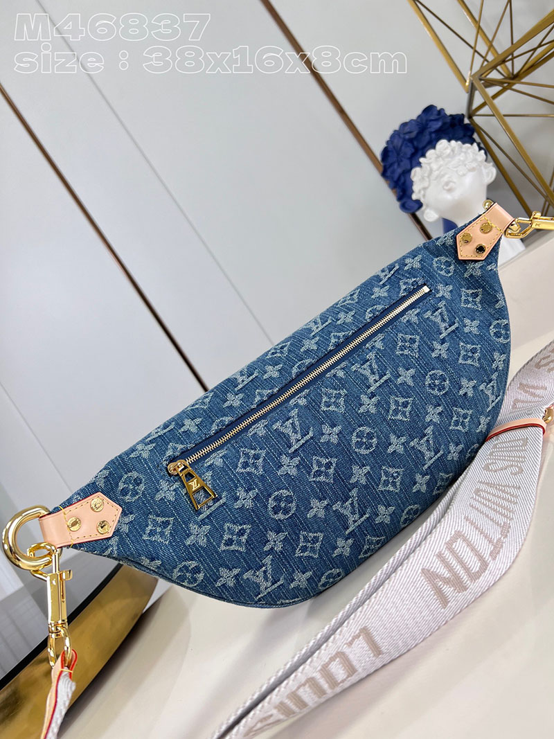ルイヴィトン並行輸入品 LOUIS VUITTON ハイライズ LVリミックス ブルーデニム モノグラムデニム M46837 ルイ ヴィトン バムバッグ デニム - 画像 (6)