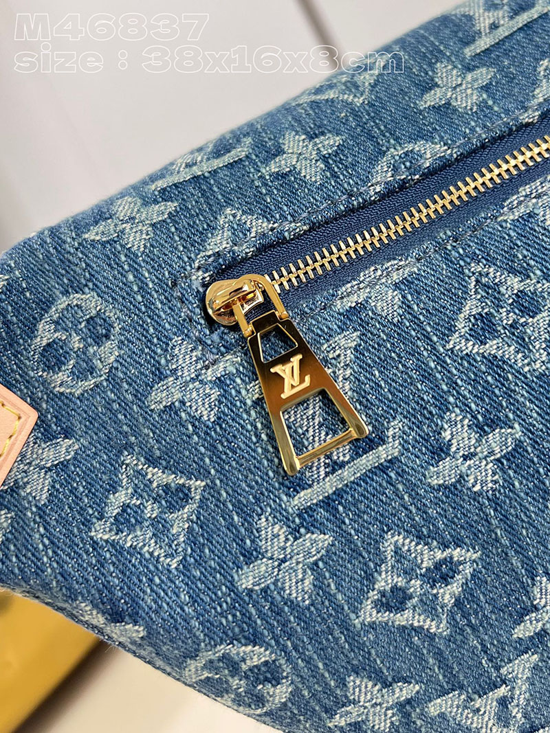 ルイヴィトン並行輸入品 LOUIS VUITTON ハイライズ LVリミックス ブルーデニム モノグラムデニム M46837 ルイ ヴィトン バムバッグ デニム - 画像 (4)