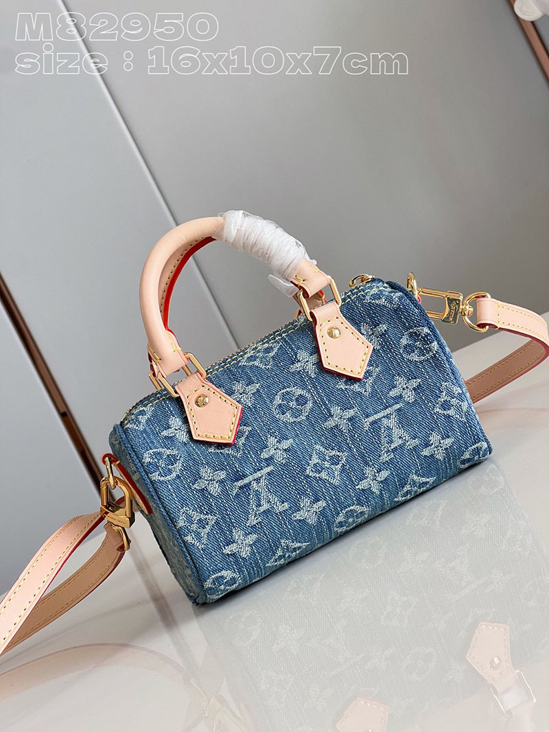 ルイヴィトン並行輸入品 LOUIS VUITTON ナノ・スピーディ ブルーデニム モノグラムデニム M82950 ヴィトン デニム バッグ 新作 - 画像 (6)