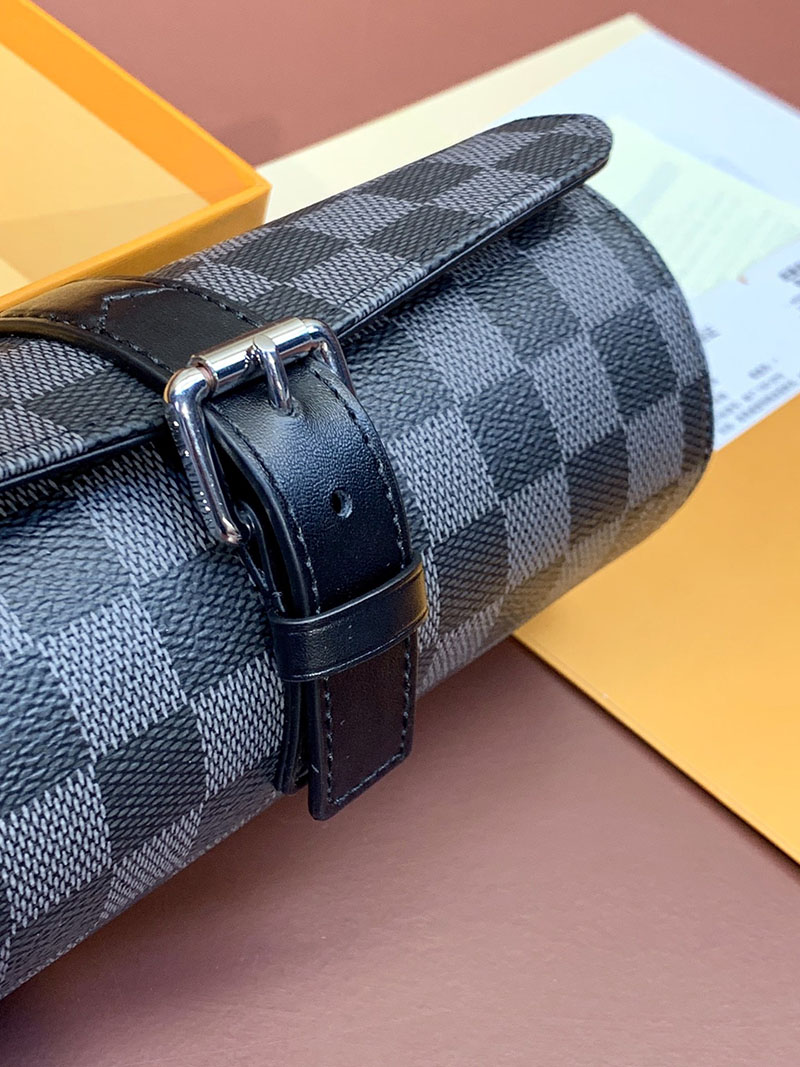 ルイヴィトン並行輸入品 LOUIS VUITTON エテュイ・3 モントル ブラック ダミエ・グラフィット N41137 ルイヴィトン 時計 ケース トランク - 画像 (3)